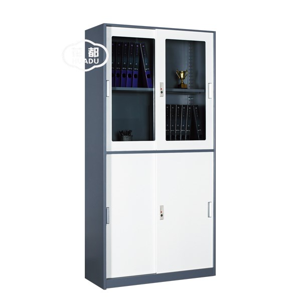 HDY-S-B04窄邊雙色移門玻璃柜